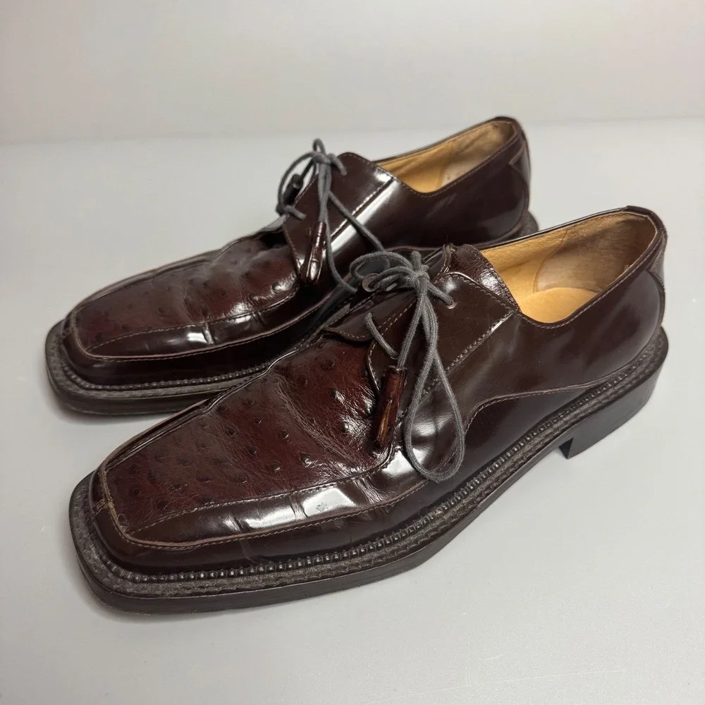 Florsheim Barletta Mens 10 D Brown Ostrich Print Tassel Oxford Shoes